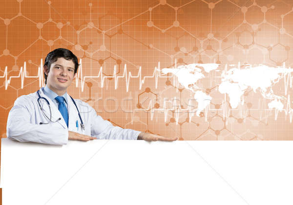 Doctor with banner Stock photo © adam121