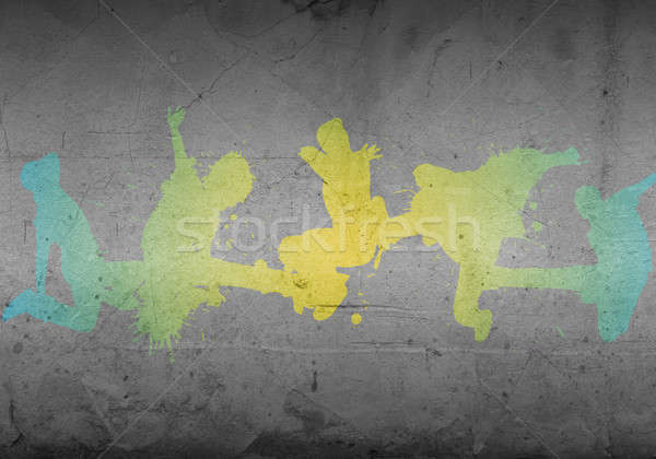 Tänzerin Silhouette Bild farbenreich Zement Wand Stock foto © adam121
