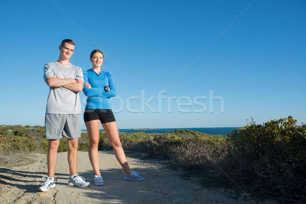 Morgen laufen jungen tätig Paar Jogger Stock foto © adam121