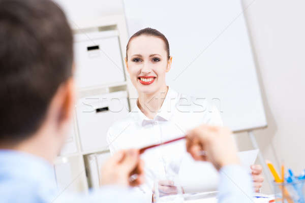 Business woman wywiad człowiek biuro spotkanie Zdjęcia stock © adam121