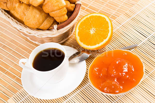 早 早餐 橙 咖啡 羊角麵包 果醬 商業照片 © adam121