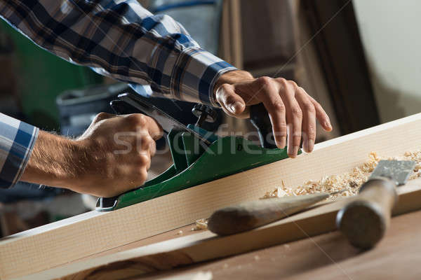 Stockfoto: Timmerman · werk · handen · werken · boom