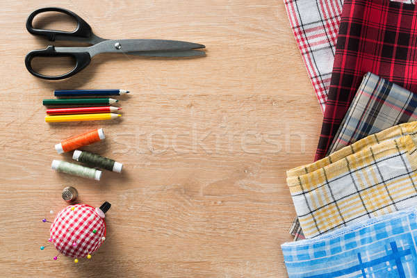 швейных таблице старые ножницы материальных Сток-фото © adam121