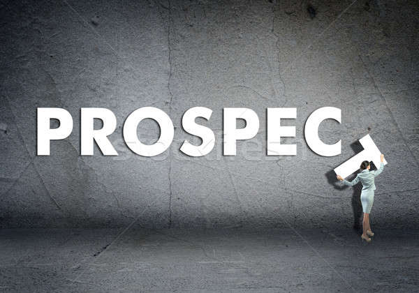 young businesswoman adds prospect word Stock photo © adam121