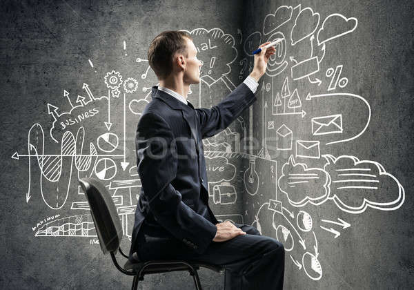 Om de afaceri desen strategia de afaceri şedinţei scaun afaceri Imagine de stoc © adam121