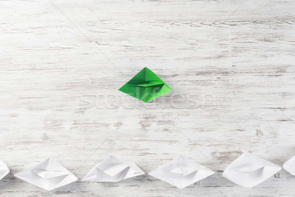 бизнеса руководство набор оригами лодках деревянный стол Сток-фото © adam121