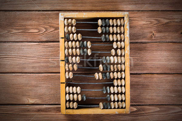 Traditionellen Business Jahrgang abacus Wecker Holztisch Stock foto © adam121