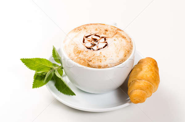 large cup of coffee and croissants Stock photo © adam121