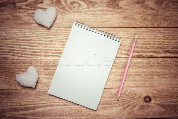 Liefde bericht uitnodiging harten notepad vel Stockfoto © adam121