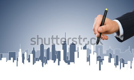 Concept of risk and difficulty with blind businessman steping carefully Stock photo © adam121