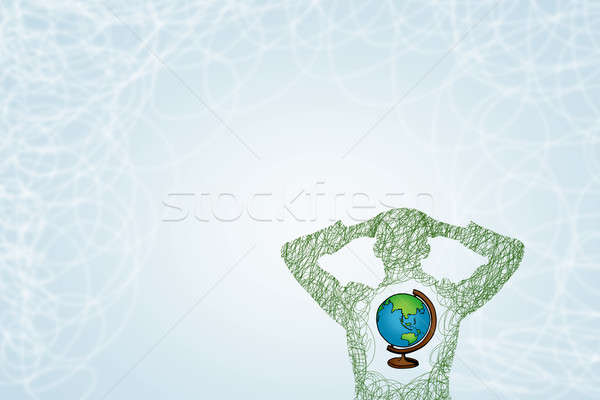 Business globale silhouette imprenditore terra pianeta Foto d'archivio © adam121