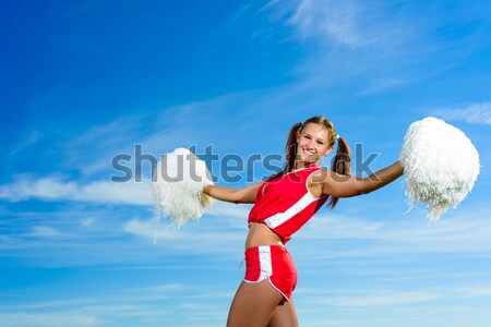 Cheerleader meisje blauwe hemel mode springen kleur Stockfoto © adam121