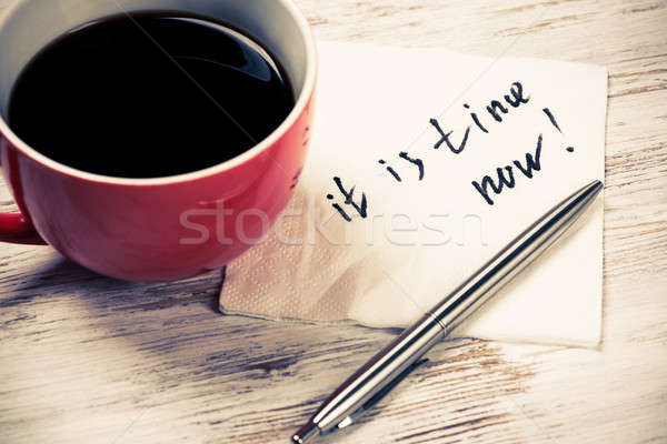 Mesaj yazılı peçete fincan kahve iş Stok fotoğraf © adam121