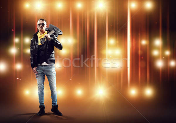 Stade jeune homme Rock musicien lumières [[stock_photo]] © adam121