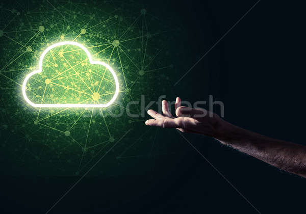 Digital ícone nuvem símbolo sem fio conexão escuro Foto stock © adam121