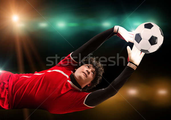 Stockfoto: Best · doelverdediger · portret · springen · gras · man