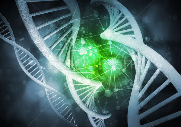 Foto stock: Dna · moléculas · fundo · imagem · computador · médico