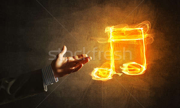 Music concept presented by fire burning icon Stock photo © adam121