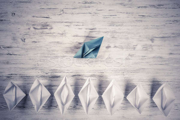 бизнеса руководство набор оригами лодках деревянный стол Сток-фото © adam121