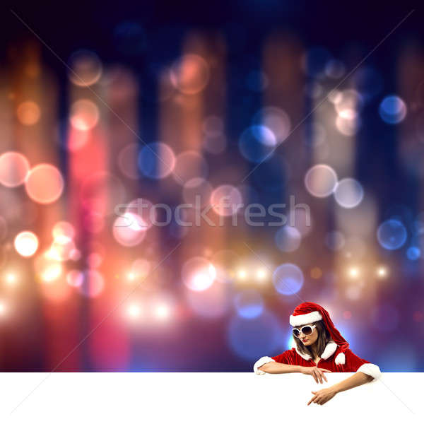 Foto stock: Navidad · atractivo · mujer · blanco · banner