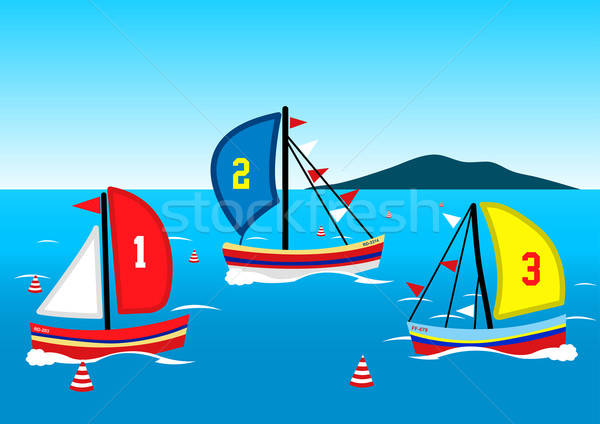 Three sailing boats race on the water Stock photo © adamfaheydesigns