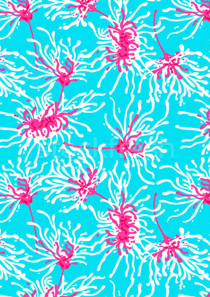 Tropical coral repeat pattern on a aqua background Stock photo © adamfaheydesigns