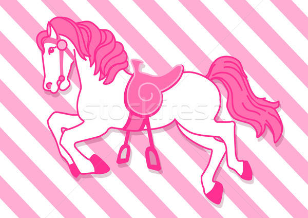 Pink horse illustration galloping with striped background Stock photo © adamfaheydesigns