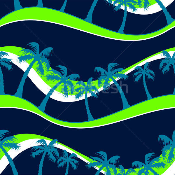 Palm trees and waves seamless pattern Stock photo © adamfaheydesigns