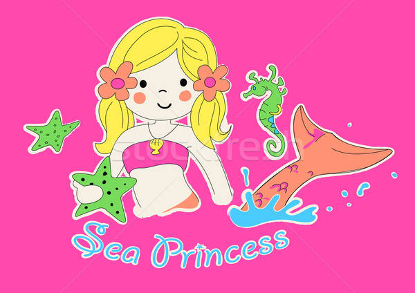 Meer Prinzessin Meerjungfrau Schwimmen Kinder Fisch Stock foto © adamfaheydesigns