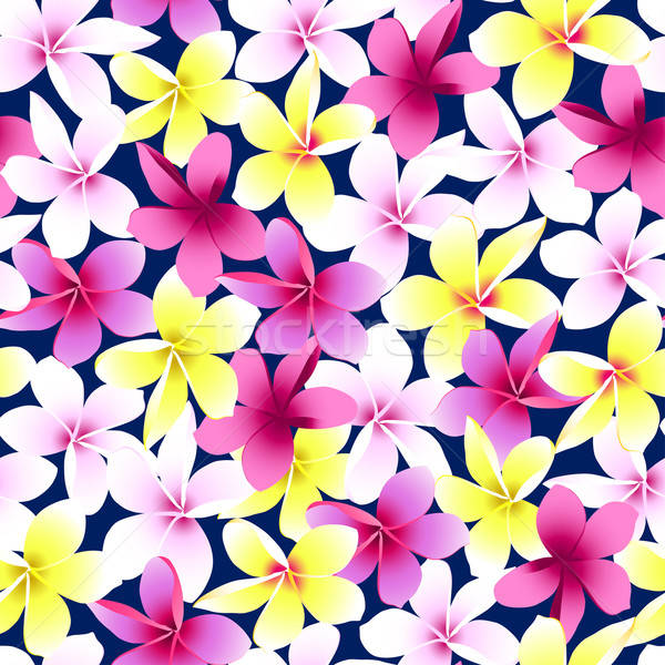 Tropical colorful frangipani plumeria flower seamless pattern Stock photo © adamfaheydesigns