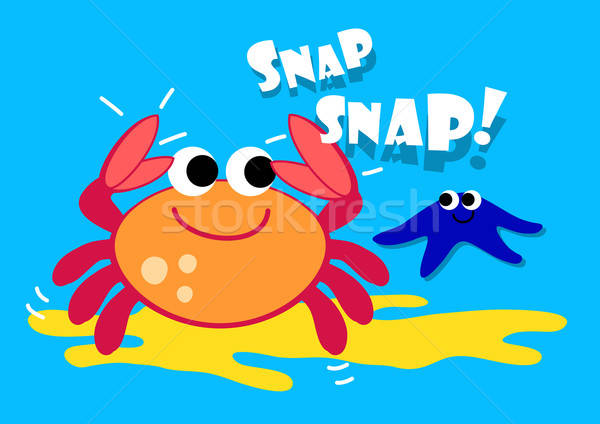 Cute crab and starfish under the sea Stock photo © adamfaheydesigns