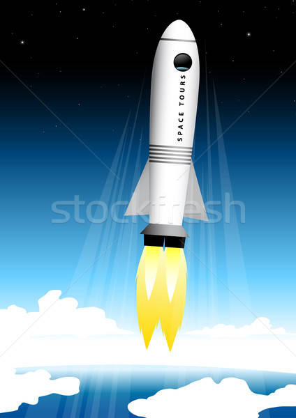 űr turista rakéta el indulás égbolt Stock fotó © adamfaheydesigns