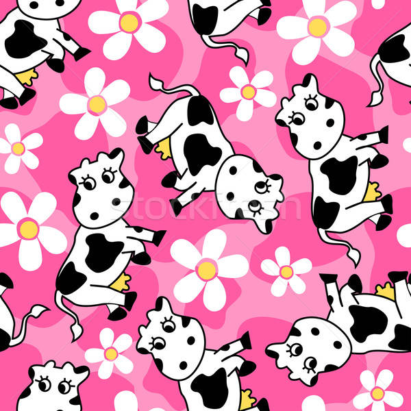 Cute cow and flowers seamless pattern Stock photo © adamfaheydesigns