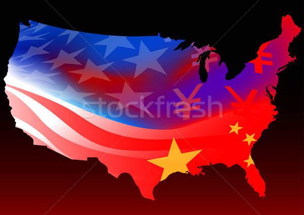 American map with chinese and USA flag Stock photo © adamfaheydesigns