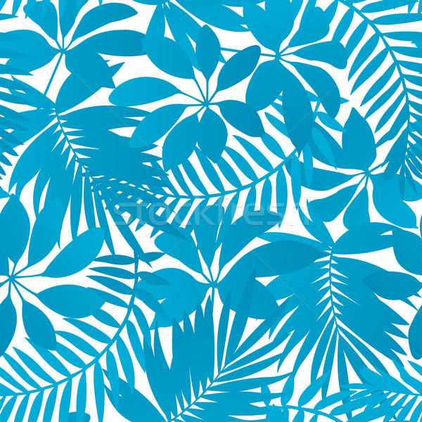 Blue tropical leaves seamless pattern Stock photo © adamfaheydesigns