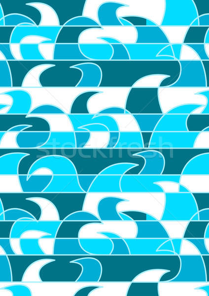 Blue abstract waves in a repeat pattern Stock photo © adamfaheydesigns