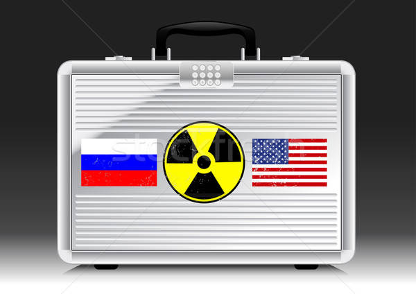 Ezüst bőrönd atombomba zászlók Oroszország USA Stock fotó © adamfaheydesigns