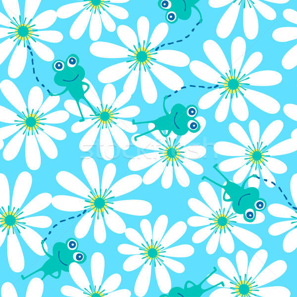 White lily flower and frog seamless pattern Stock photo © adamfaheydesigns