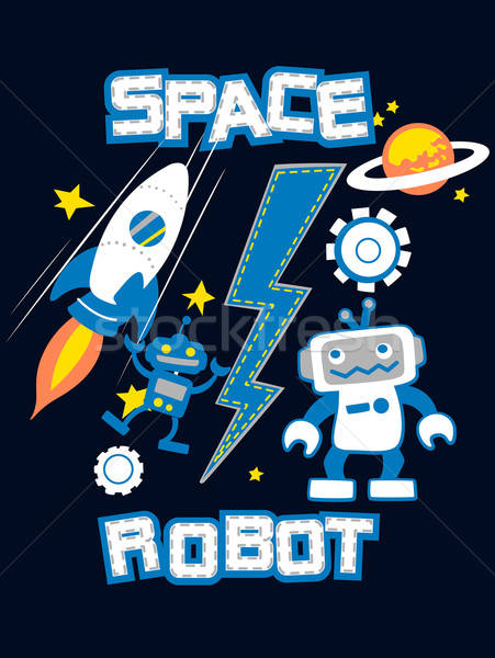Space robot with rocket planet embroidery Stock photo © adamfaheydesigns