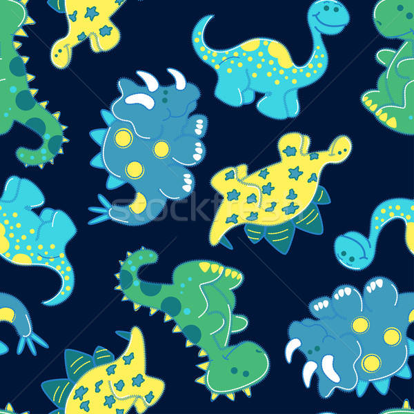 Embroidery dinosaurs in a seamless pattern Stock photo © adamfaheydesigns
