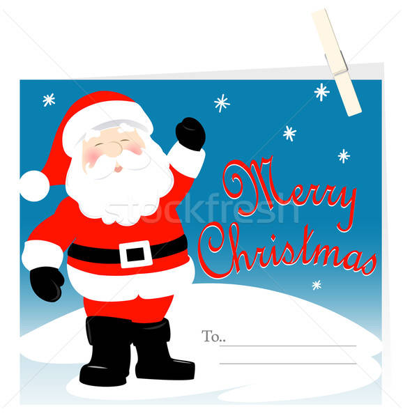Santa Claus Merry Christmas card with peg Stock photo © adamfaheydesigns