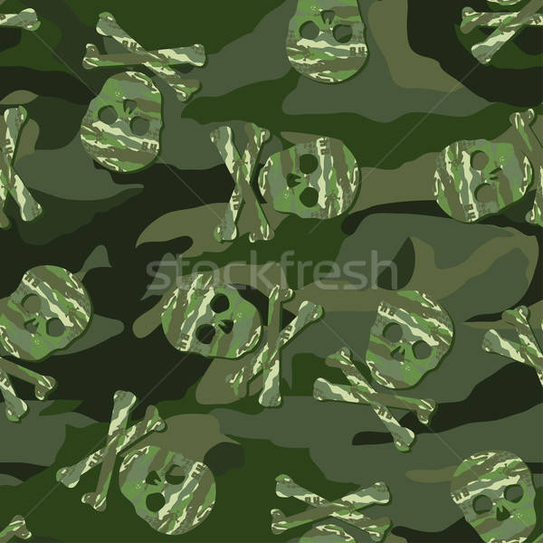 Camouflage skull in a seamless pattern Stock photo © adamfaheydesigns