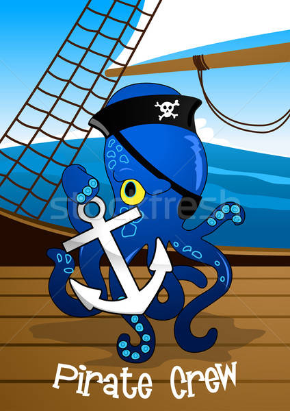 Pirate crew octopus holding an anchor Stock photo © adamfaheydesigns