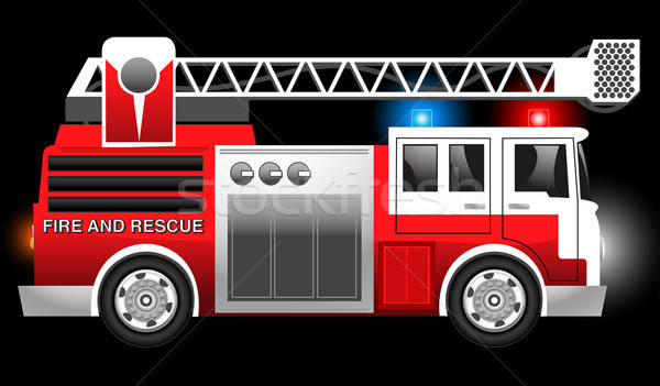 3D illustration of a Red Fire and Rescue truck with flashing lig Stock photo © adamfaheydesigns