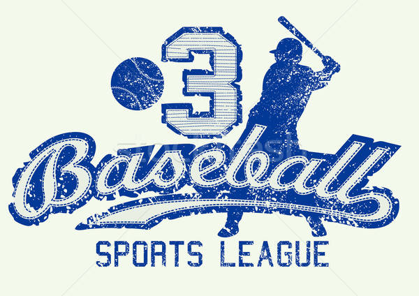 Mid blue baseball distressed print with player Stock photo © adamfaheydesigns