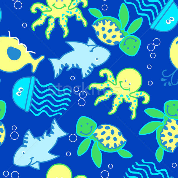 Baba tenger teremtmények óceán végtelen minta mosoly Stock fotó © adamfaheydesigns