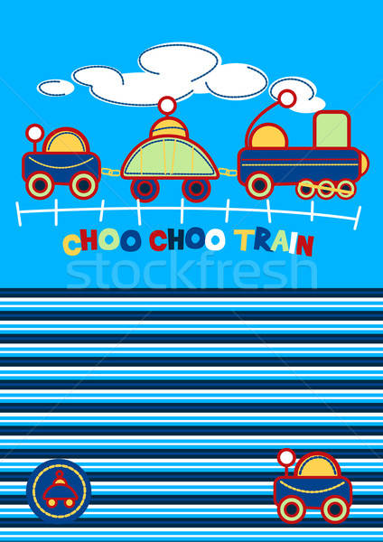 Choo Choo Train embroidery with matching stripe pattern Stock photo © adamfaheydesigns