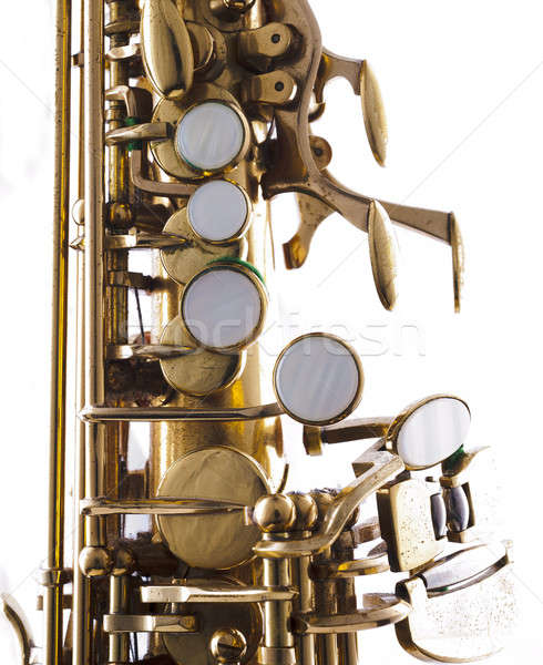 Szaxofon részlet arany zene fém dzsessz Stock fotó © advanbrunschot