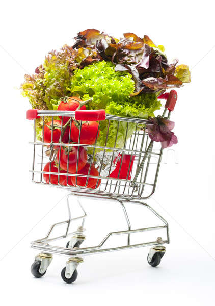 Tomates alface carrinho de compras compras alimentação estúdio Foto stock © advanbrunschot