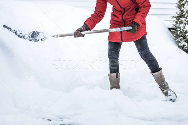 Close-up of Woman Shoveling her Parking lot Stock photo © aetb